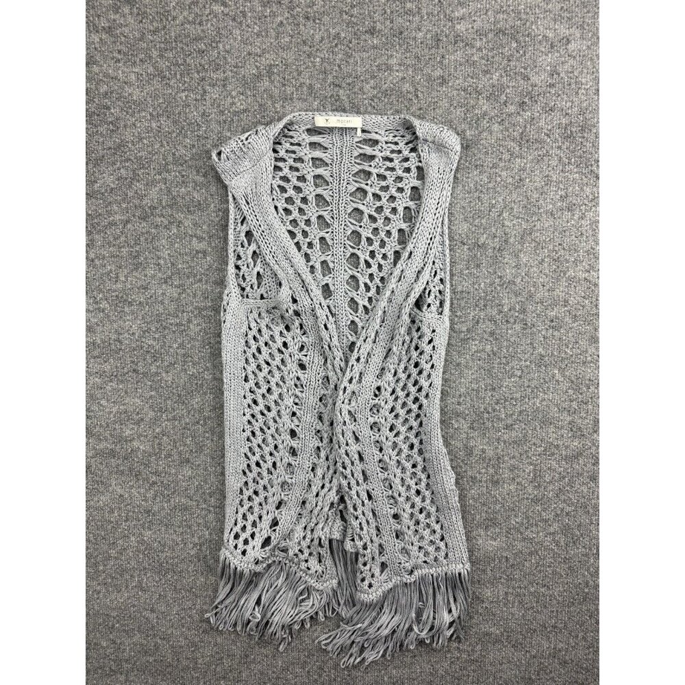 Monari Italy Cardigan Women's Small Light Blue/Gray‎ Open Knit Crochet